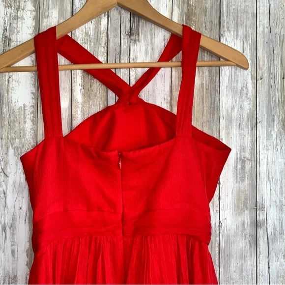J.Crew Sinclair Vivid Poppy Silk Halter Dress | 0P - Picture 5 of 9